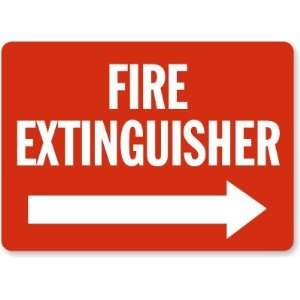  Fire Extinguisher (Arrow Right) Aluminum Sign, 14 x 10 