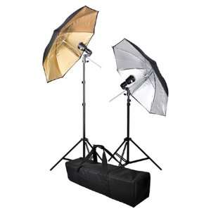  Durable Photo Lighting Kit 32 Inch In Gold Silver Umbrella 2 Flash 