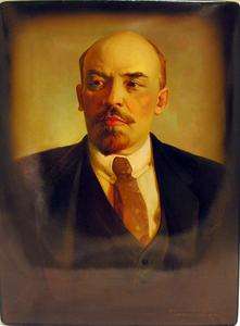 Lenin Soviet Political Leader Fedoskino LACQUER BOX RU  