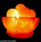 Fancy Carved Fire Bowl Salt Lamp Ionic Himalayan Crystal with 6 