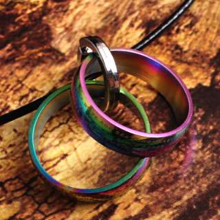 New Multi Color Two Rings Titanium Steel Necklace MN045  