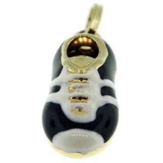 14KT YELLOW GOLD AND BLACK CORAL ENAMEL BABY SHOE CHARM  
