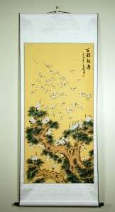 100 CRANES SCROLL Bird Longevity Wall Art Feng Shui  