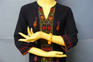 Hand Embroidered Vintage Folk Blue BEDOUIN Islamic Arabic Maxi Dress 