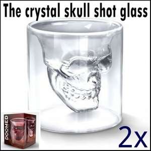 2pc Crystal Skull Head Vodka Shot Glass Drinking Ware Home Bar 2.5 