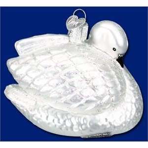 Trumpeter Swan Old World Glass Ornament