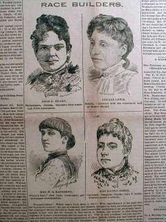 Rare 1893 African American newspaper w NEGRO WOMEN of DISTINCTION 