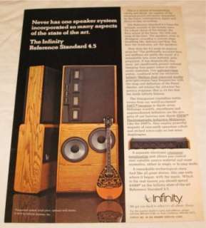  type vintage infinity reference standard 4 5 speakers print ad 
