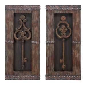 Classic Wood Metal Wall Decor   Set of Two