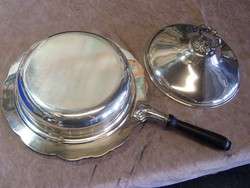 Vintage Silver Chafing Serving Dish w/ Wood Handle  