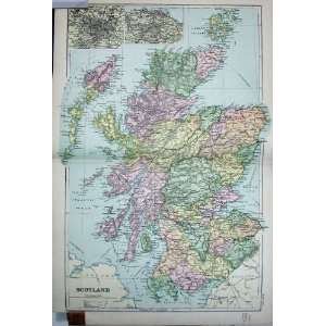    Bacon Atlas 1902 Key Map Scotland Glasgow Edinburgh