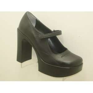  Platform Leather Black Women Shoes 