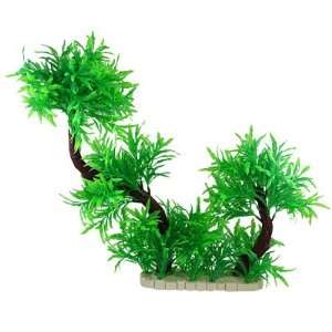  Como Fish Tank Brown Branch Green Plastic Leaves Two Plant 