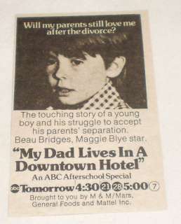 small 1973 ABC Afterschool Special tv ad ~ MY DAD LIVES IN A DOWNTOWN 