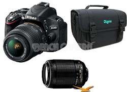 Nikon D5100 DX format Digital SLR Body w/ 18 55mm VR Lens and 55 200mm 
