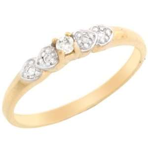  10k Two tone Gold Pretty Diamond Promise Ring with Side 