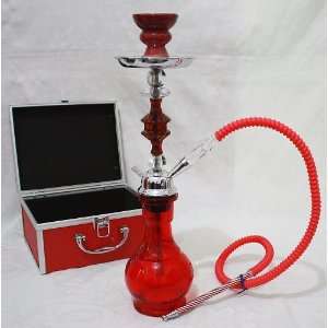 Exotic Hookah Pipe Smoking Set + 100% Herbal Soex SHISHA + COALS / RED 