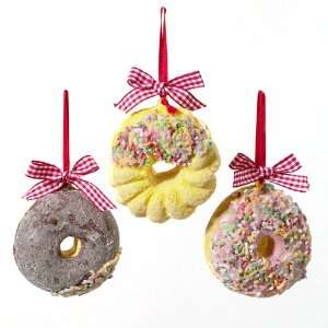  Set of 3 Sugared Doughnut Christmas Ornaments
