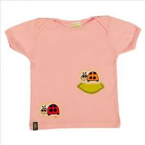 Organic Cotton Baby Lapover T Shirt with Lady Bug Appliqués in Pink
