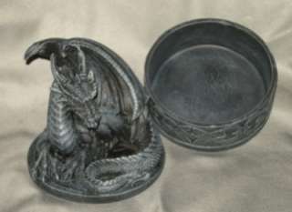 CELTIC DRAGON TRINKET JEWELRY COVERED ROUND BOX   WOW  