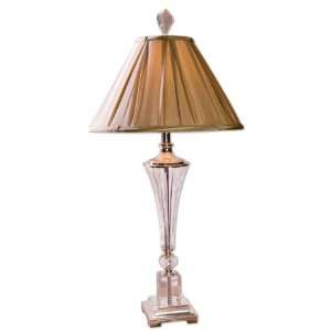  Celia Crystal Fluted Glass /Silver Plated Metal Table Lamp 
