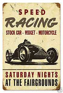 Speed Racing Stock car repro vintaged metal sign  