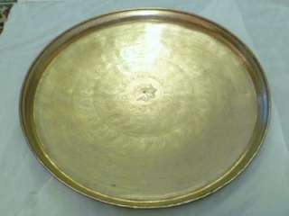 Vintage Islamic Egyptian Engraved 22 Large Brass Tray  