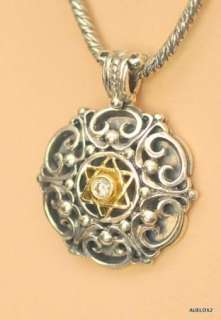   Sterling Silver 18K Gold Diamond Star of David Pendant Necklace  