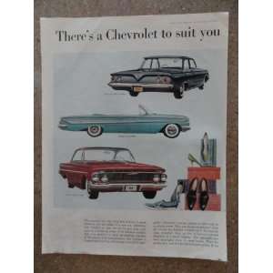 1961 Chevrolet, Vintage 60s full page print ad. (impala convertible 