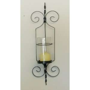  Wrought Iron Pillar Candle Wall Sconce (23 Inch)