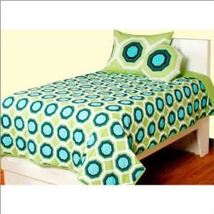   Full Rizzy Home Kids Blue and Green Octagon Quilt Set
