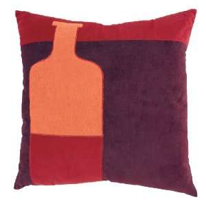  Sitcom Wine Bottle Dark Red Wine Pillow, 18 by 18 Inch 