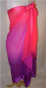 XL Gradient Pink/Purple Ultra Sheer Wrap Scarf Sarong 98x 43 