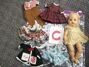   GINNETTE GINNY BABY DOLL WITH 6PC CLOTHING LOT MARKED 8.5T  