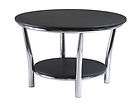 Maya Black Round Coffee Table w/ Black Top, Metal Legs, 18.75 H by 