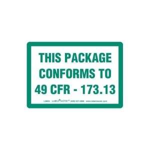  This Package Conforms to 49 CFR Marking, 173.13 