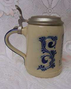 Vintage Goebel German Salt Glaze Lidded Beer Stein Mug  