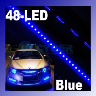 Blue 48 LED Bulb Knight Rider Strip Car Light+Control  