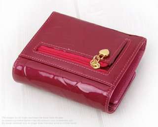   Genuine Leather Trifold Mini Wallet Coin Purse Pink Red Wine G0457US