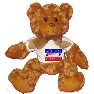  VOTE FOR CHARLES Plush Teddy Bear with WHITE T Shirt Toys 