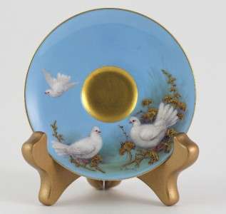 1912 Royal Worcester WILLIAM POWELL Hand Painted Birds Cup Saucer 