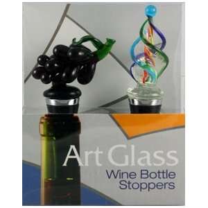  Purple Grapes and Multi Colored Twisted Wine Bottle 