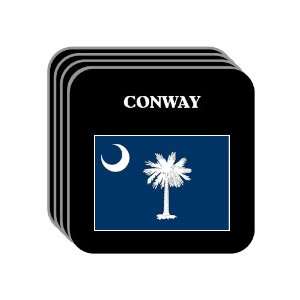  US State Flag   CONWAY, South Carolina (SC) Set of 4 Mini 