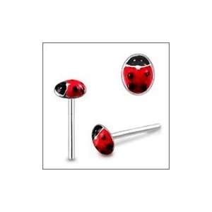  Hand Painted Ladybug Straight Nose Pin Piercing Jewelry Jewelry