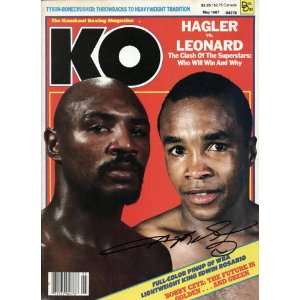 Sugar Ray Leonard Autographed KO Knockout Boxing Magazine   May 1987 