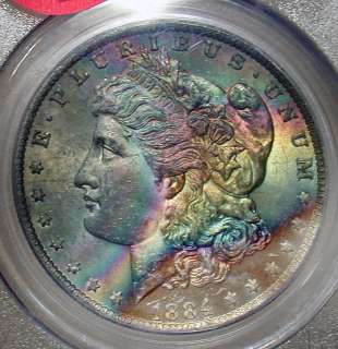 1884 o PCGS MS63 Rainbow Toned Morgan Dollar N/R  