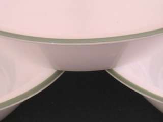  Corelle WHITE Soup Cereal Bowls with GREEN TRIM Shadow Iris  