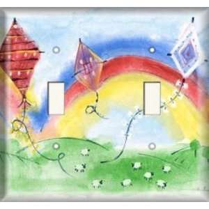 Double Switch Plate   Rainbows And Kites 2