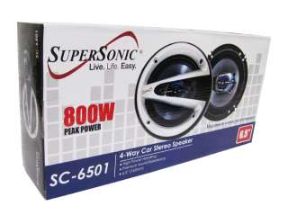   Supersonic SC 6501 6.5 800W 4 Way Car Speakers 639131065017  