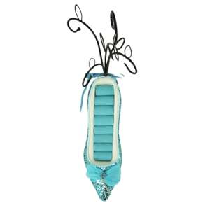 Blue Sequined Ring Holder Shoe Earring Tree Organizer  